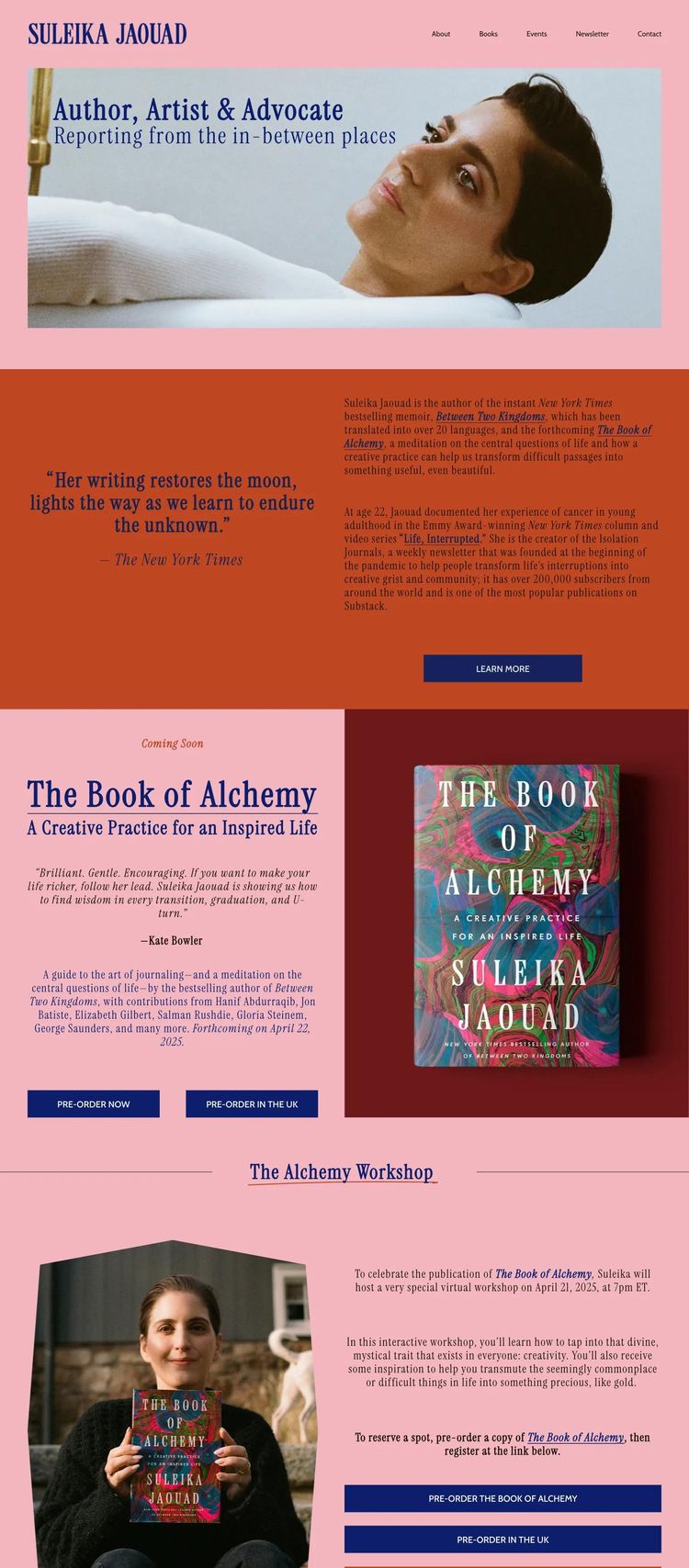 Screenshot 1 of Suleika Jaouad (Example Squarespace Journalist Website)