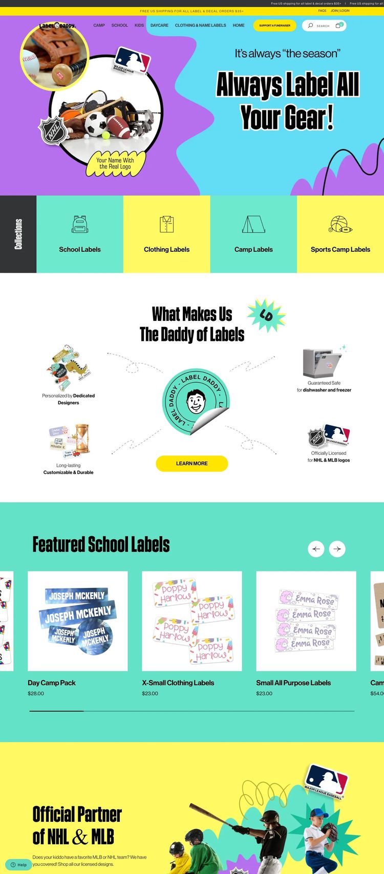 Screenshot 2 of Label Daddy (Example Shopify Ecommerce (General) Website)