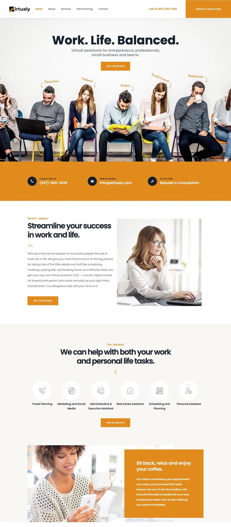 Screenshot 2 of Wirtualy (Example undefined Virtual Assistant Website)