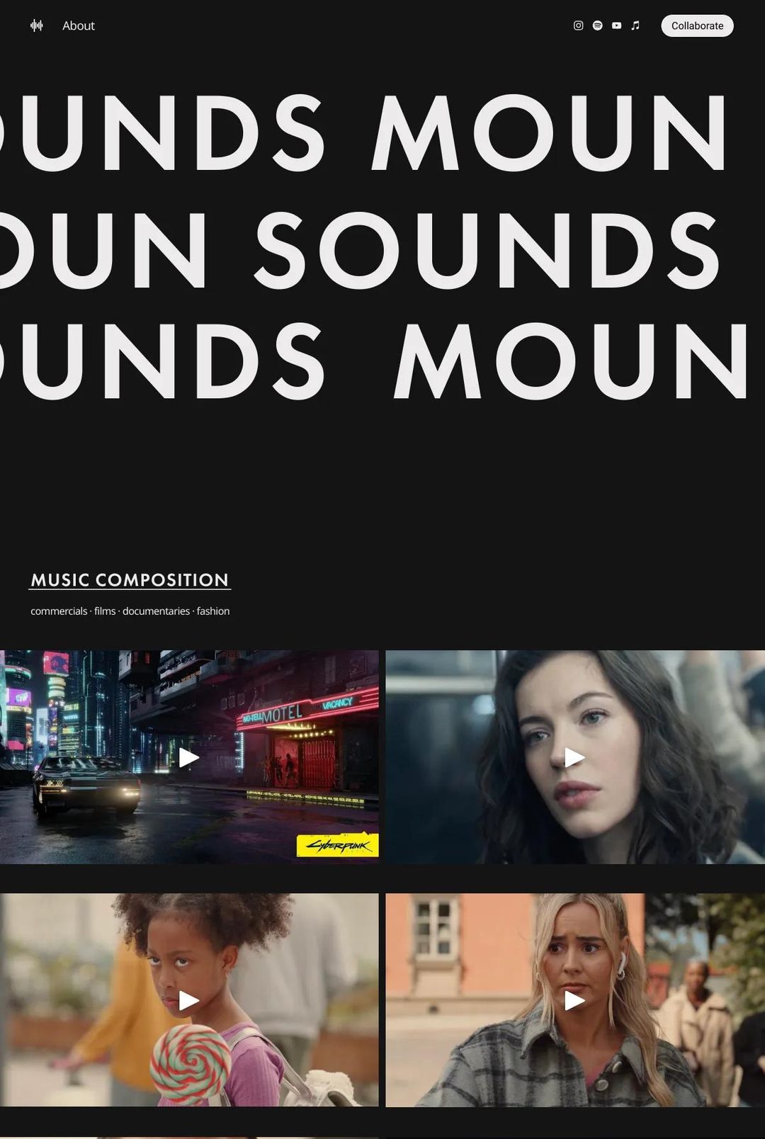 Screenshot 1 of Moun Sounds (Example Squarespace Music Producer Website)