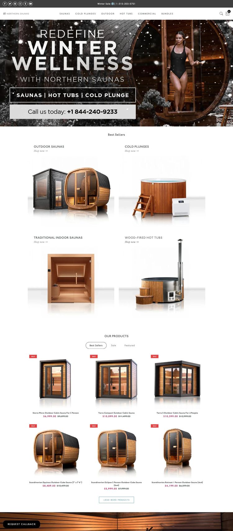 Screenshot 2 of Northern Saunas (Example Shopify Furniture Website)