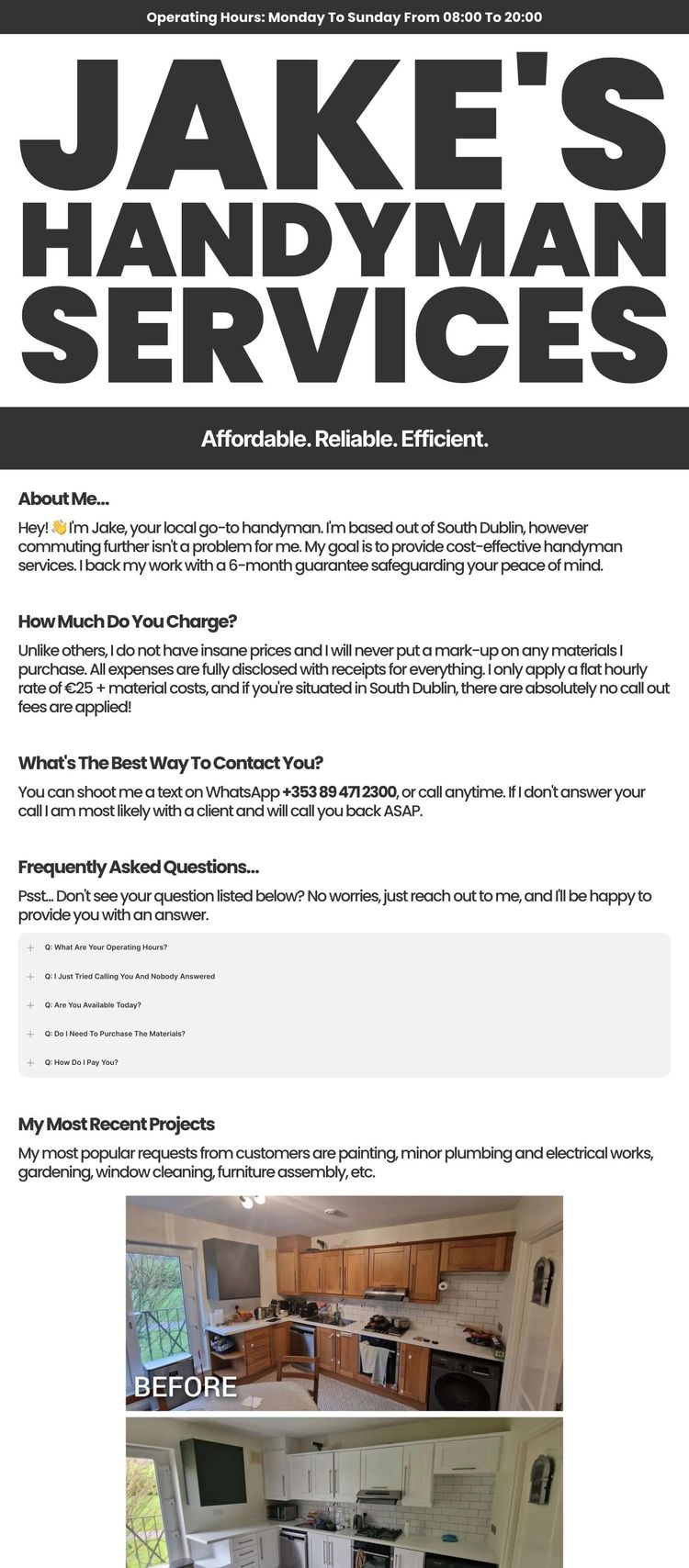 Screenshot 2 of Jake's Handyman Services (Example Framer Handyman Website)