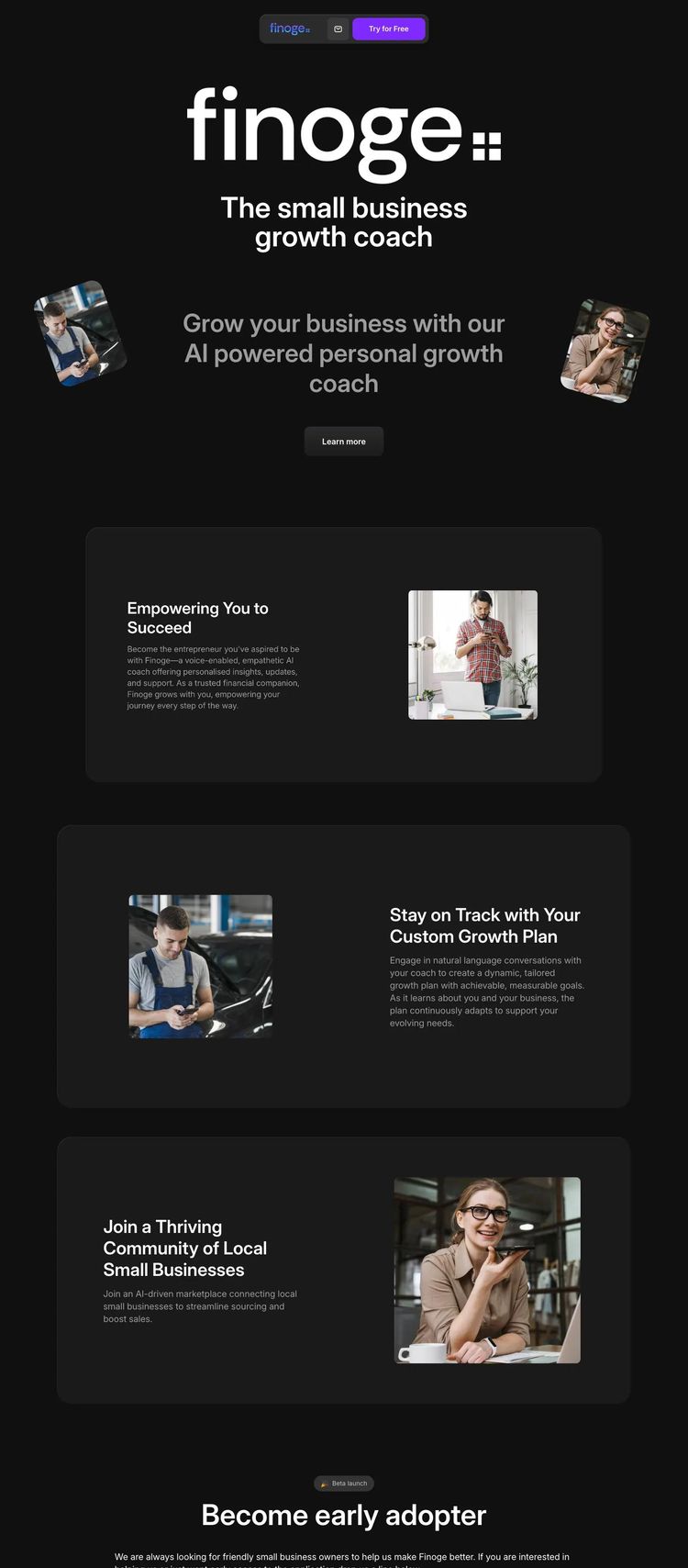 Screenshot 2 of Finoge (Example Webflow Life/Business Coach Website)