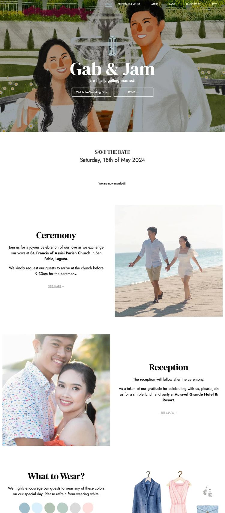 Screenshot 2 of Gab & Jam (Example Gatsby Wedding Website)
