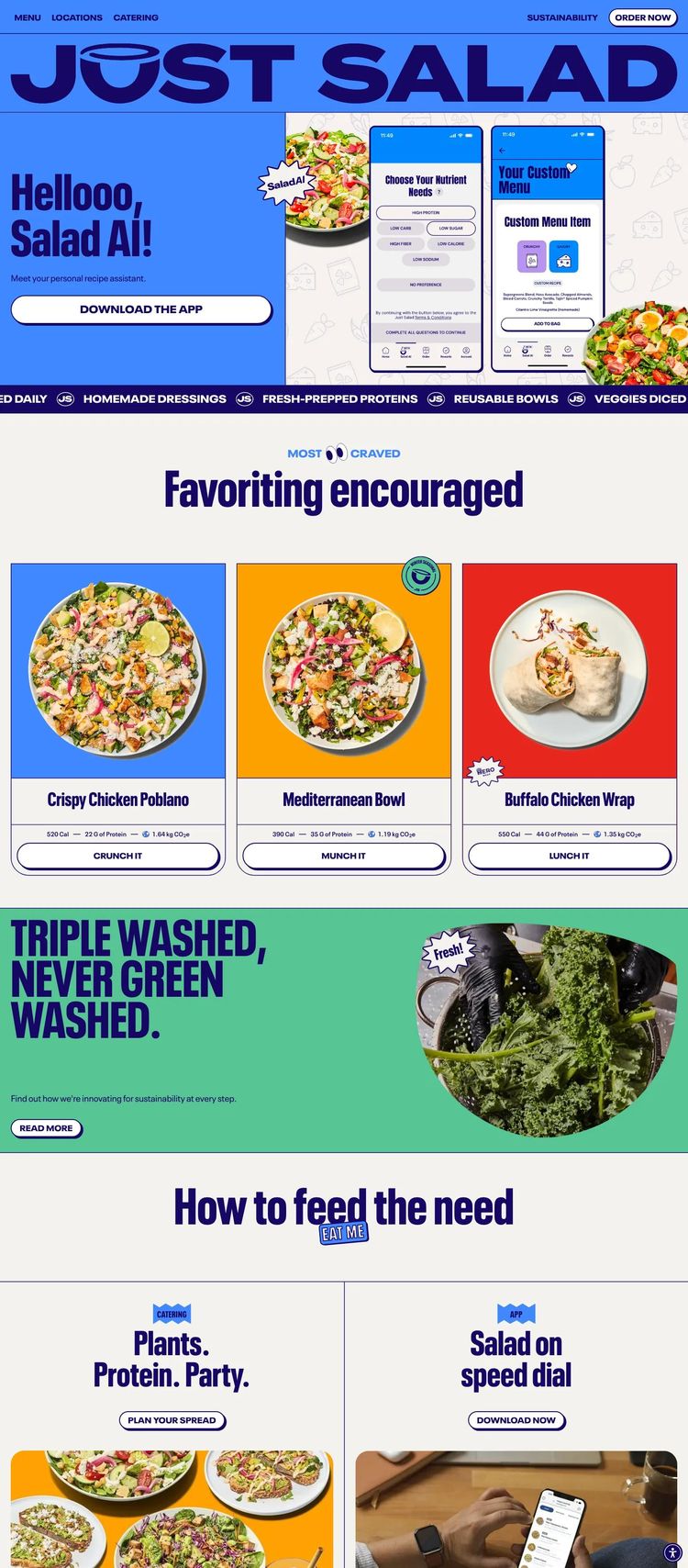 Screenshot 2 of Just Salad (Example Webflow Food and Beverage Website)