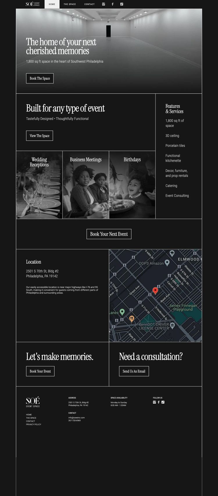 Screenshot 2 of The Space (Example Webflow Event Planner Website)