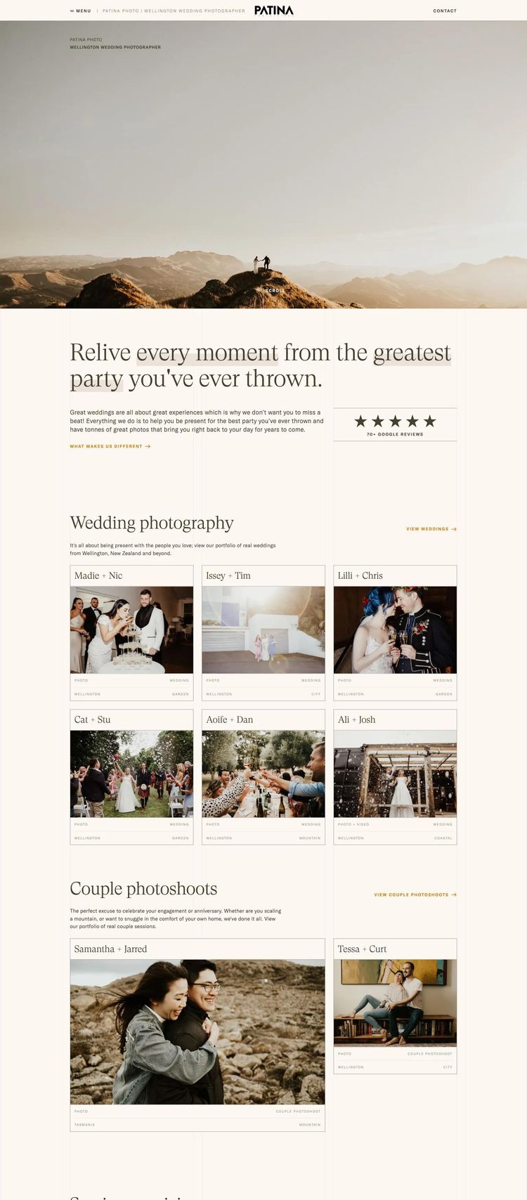 Screenshot 2 of Patina Photo (Example Webflow Photography Website)
