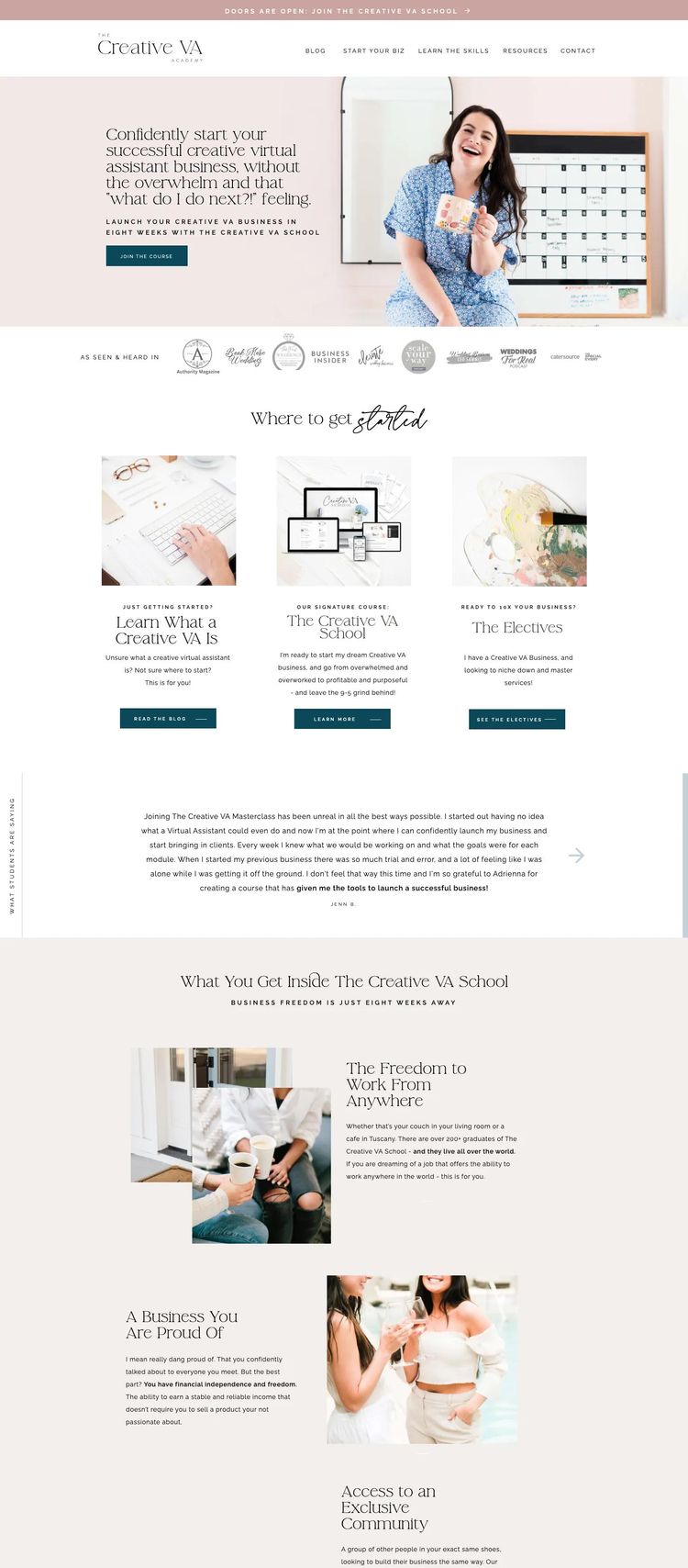 Screenshot 2 of The Creative VA School (Example Showit Online Course Creator Website)