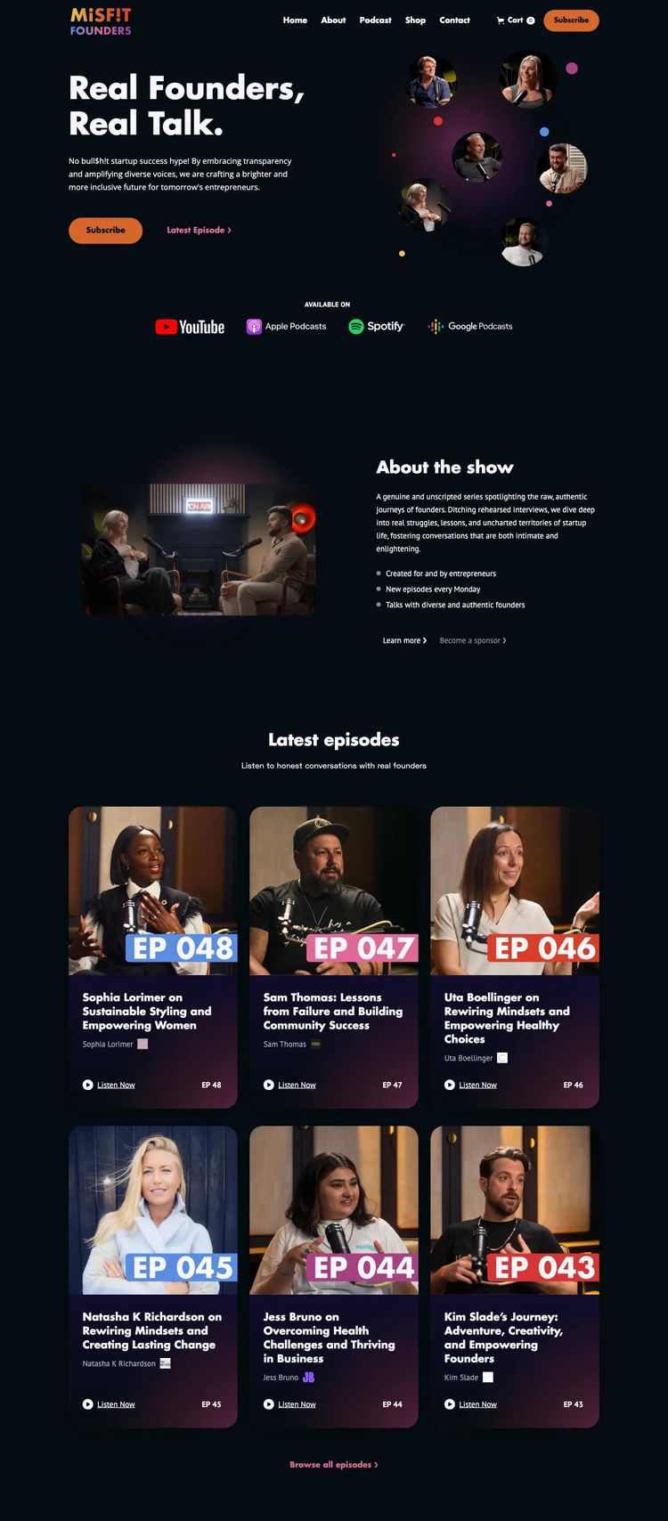 Screenshot 2 of Real Founders Real Talk (Example Webflow Podcast Website)