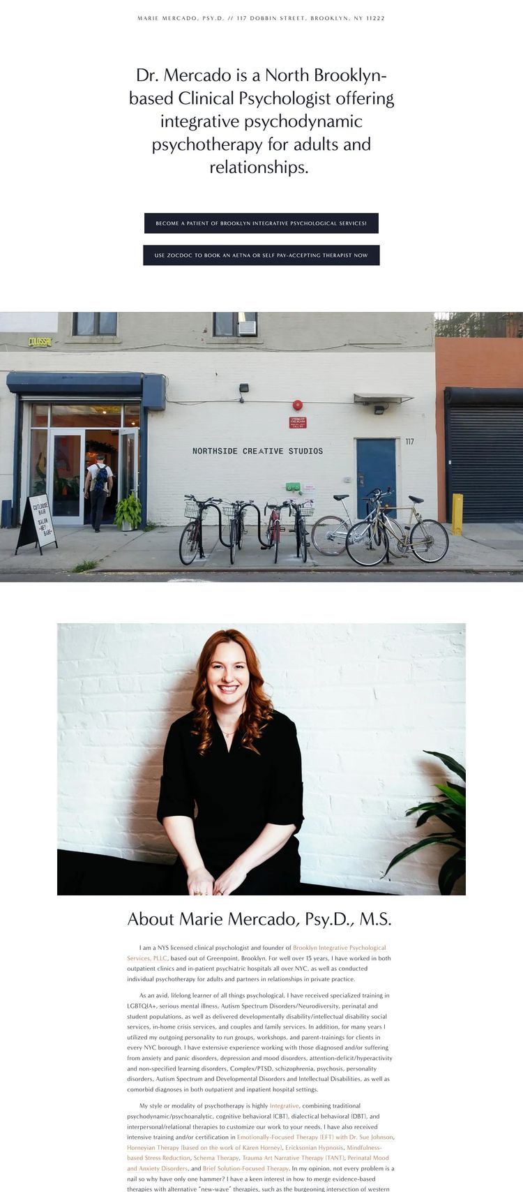 Screenshot 1 of Marie Mercado (Example Squarespace Therapist Website)
