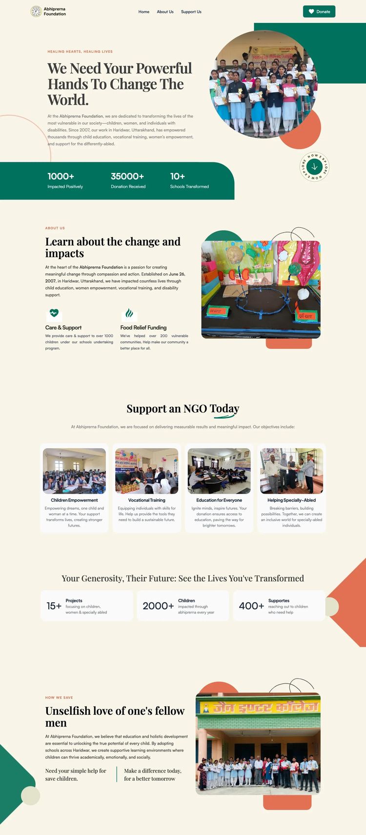 Screenshot 2 of Abhiprerna Foundation (Example Webflow Nonprofit Organization Website)