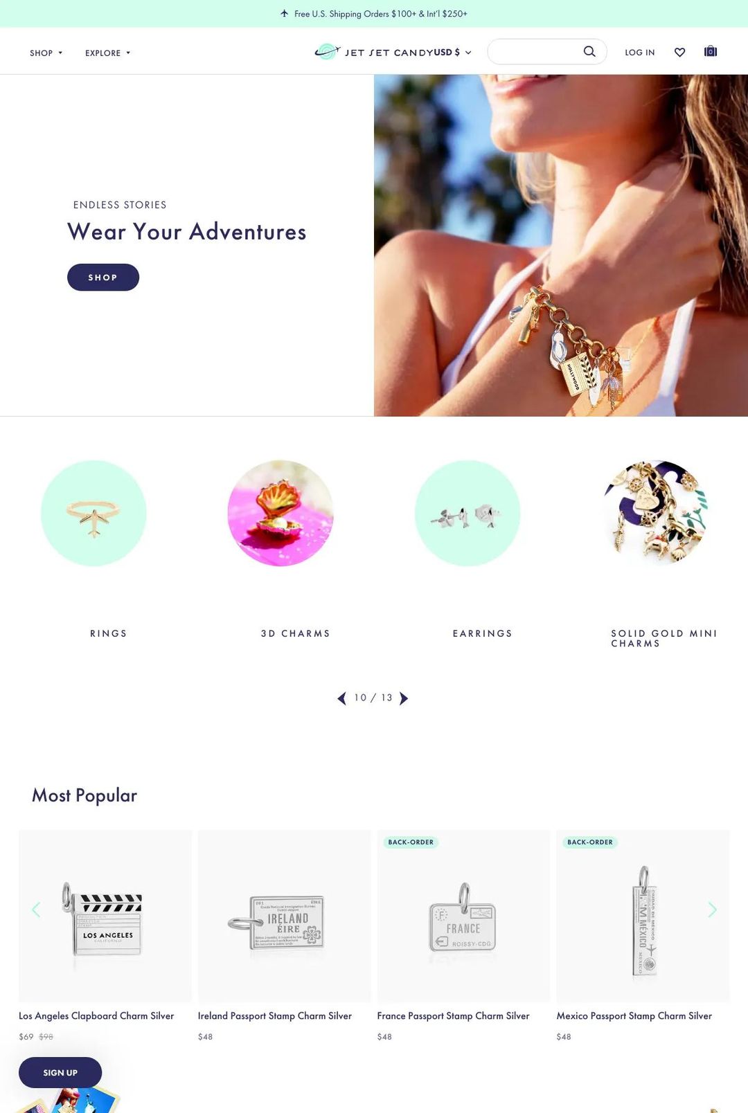 Screenshot 1 of Jet Set Candy (Example Shopify Jewelry Website)
