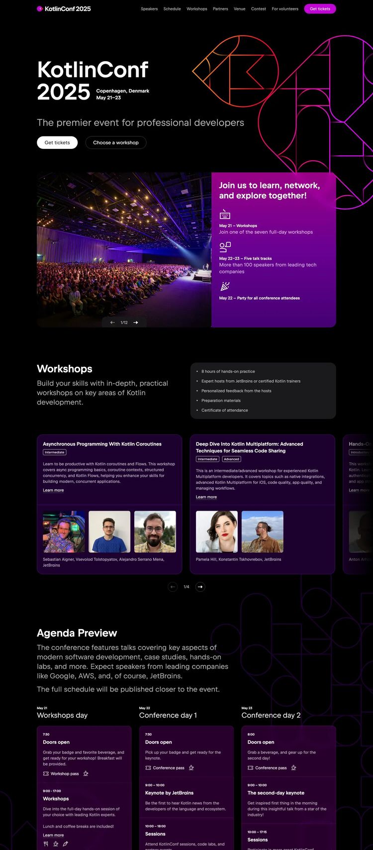 Screenshot 2 of KotlinConf (Example Gatsby Conference Website)