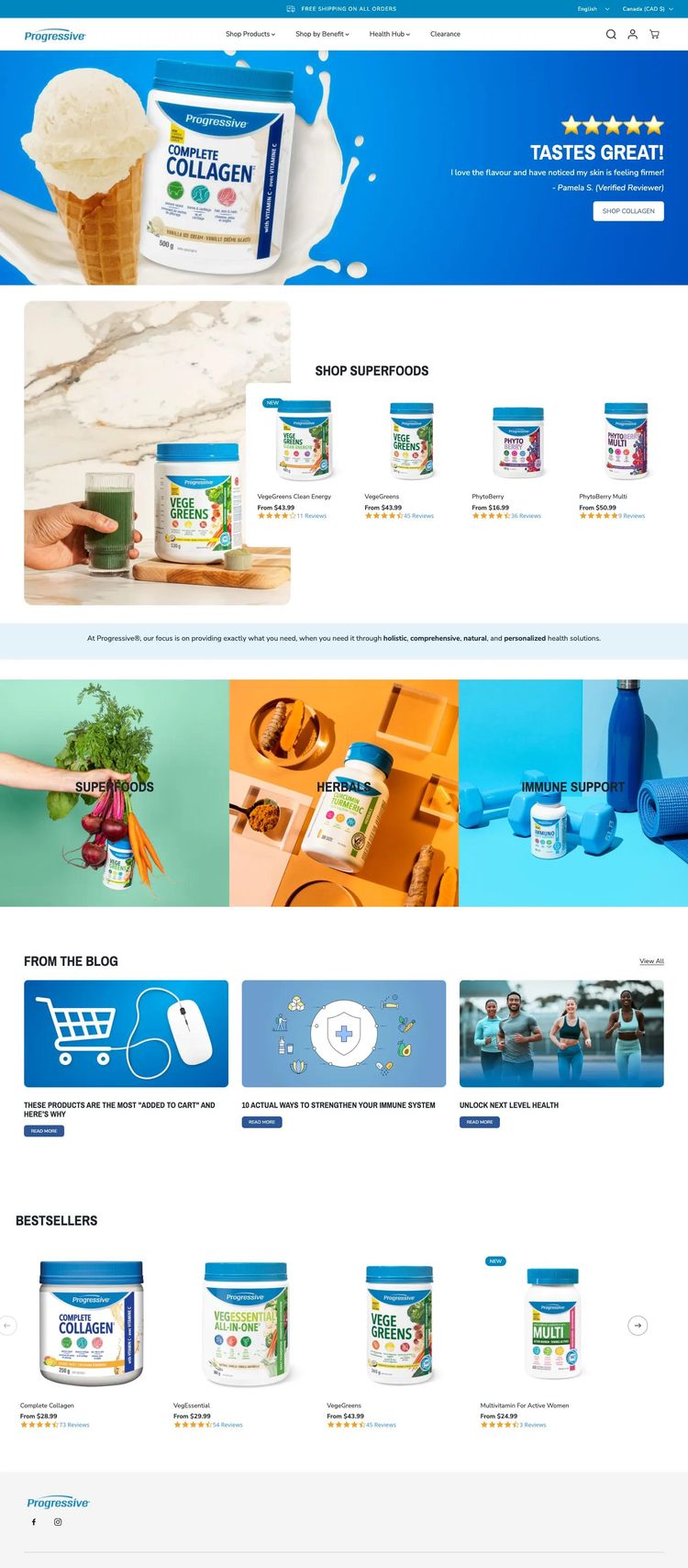 Screenshot 2 of Progressive Nutritional (Example Shopify Nutritionist Website)