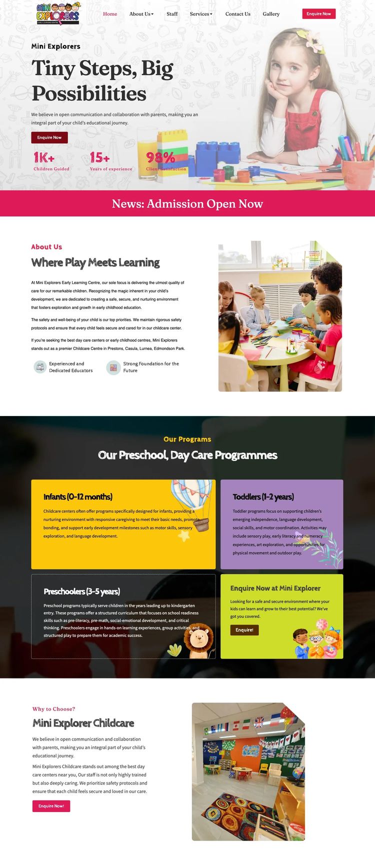 Screenshot 2 of Mini Explorers Early Learning Centre (Example WordPress Child Care Website)