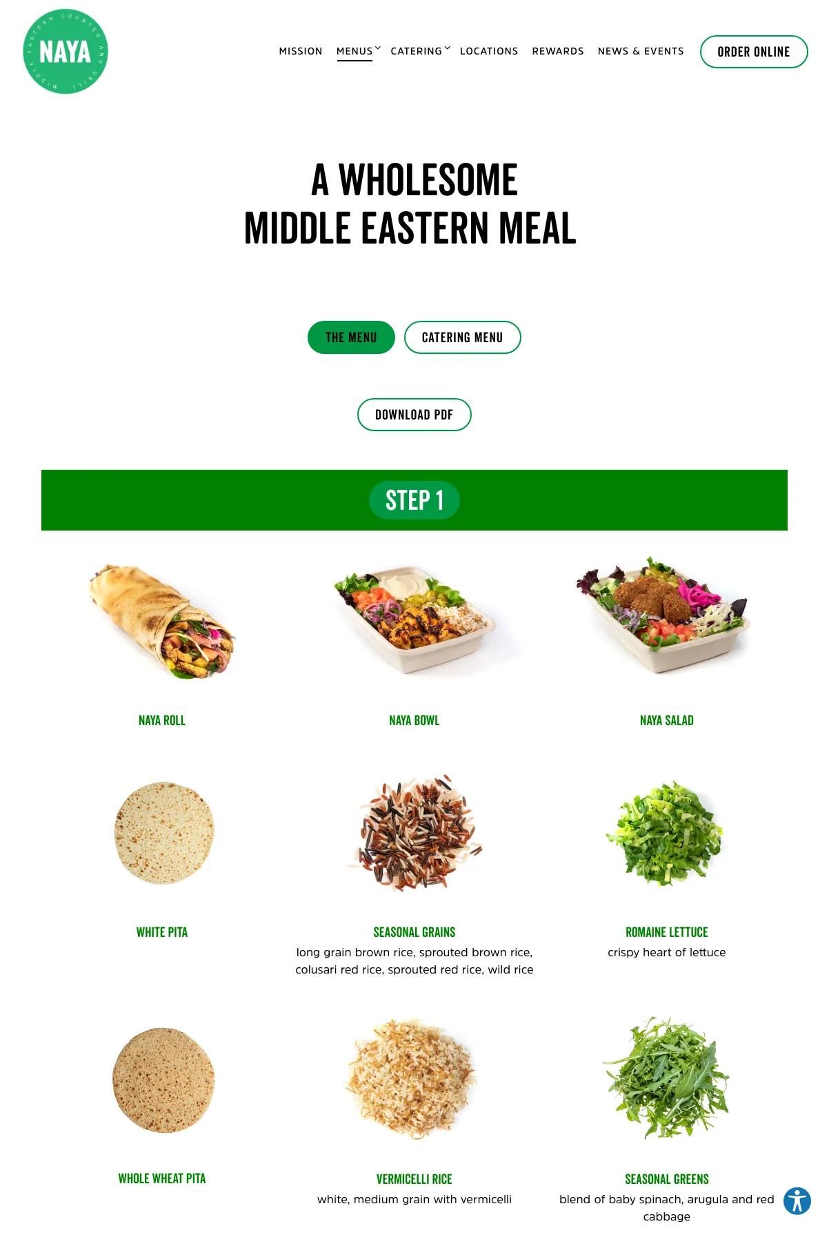 Screenshot 2 of NAYA (Example Squarespace Restaurant Website)