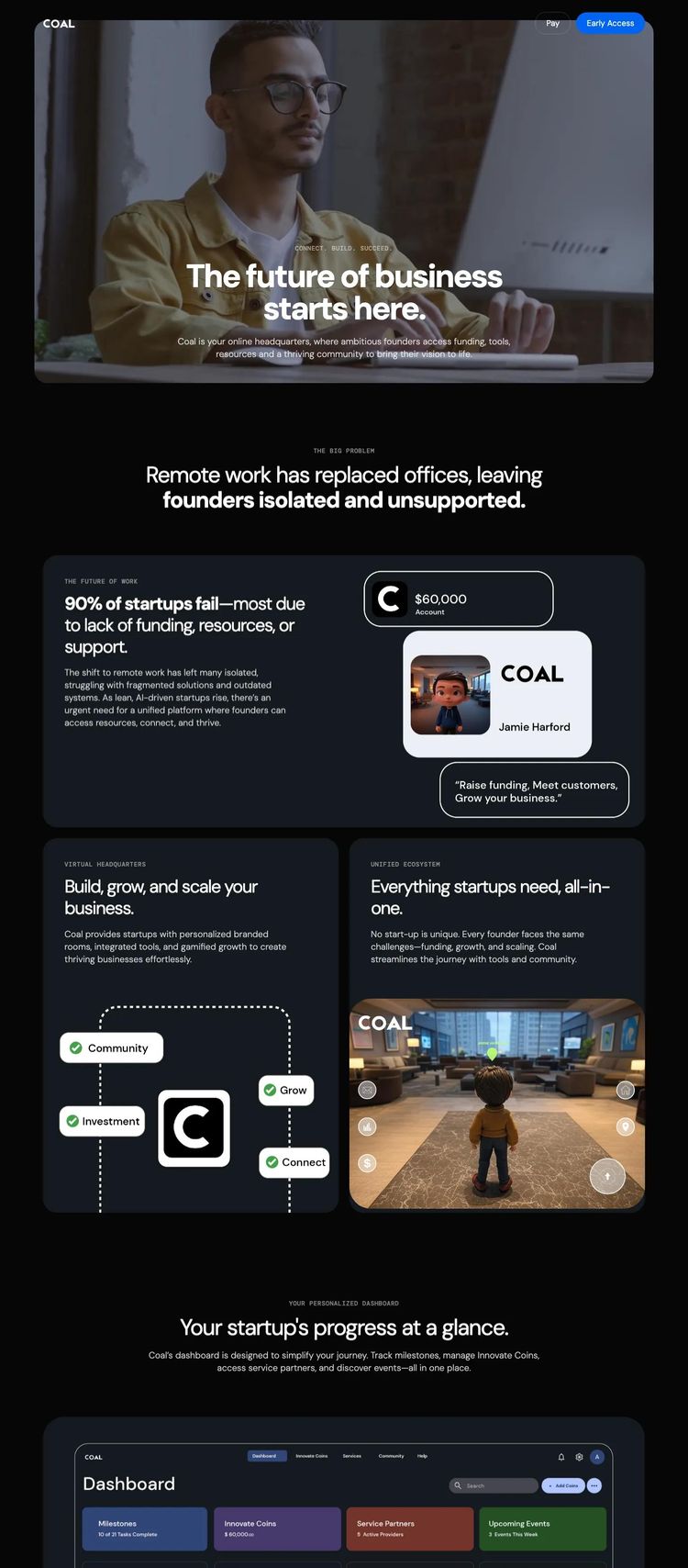 Screenshot 2 of Coal (Example Webflow Business Operations Website)