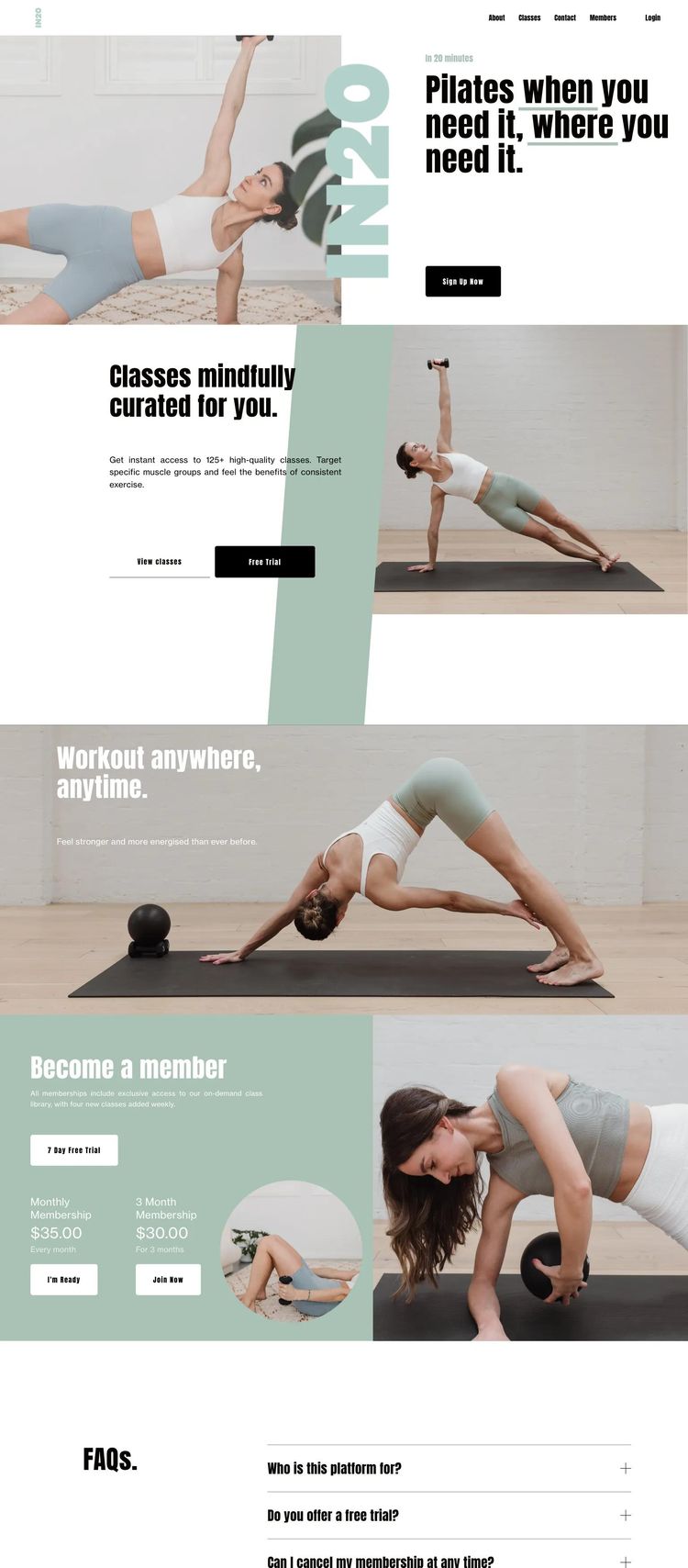 Screenshot 2 of IN20 (Example Squarespace Fitness Website)