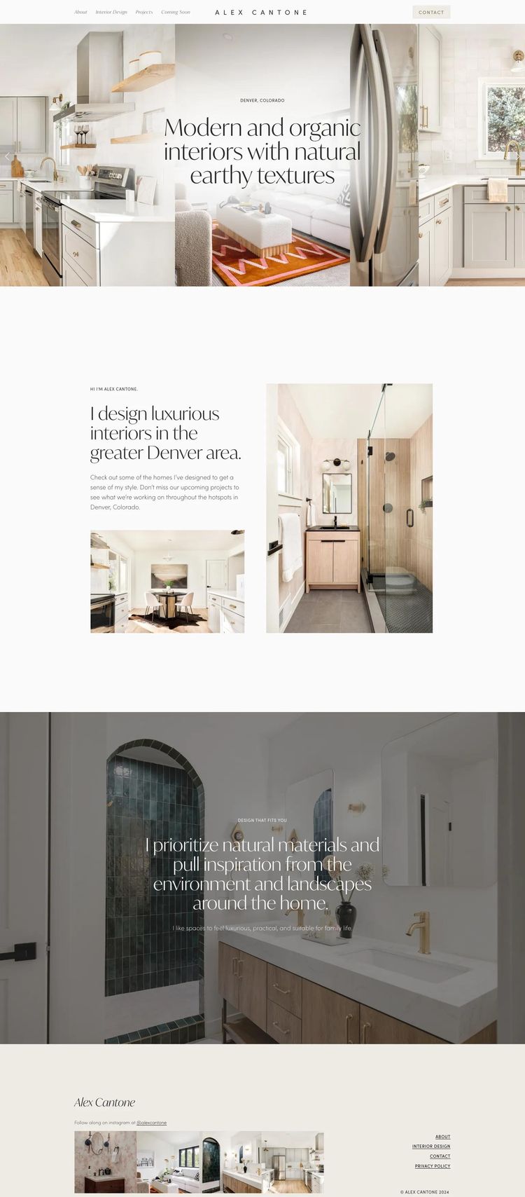 Screenshot 2 of Alex Cantone (Example Squarespace Interior Designer Website)