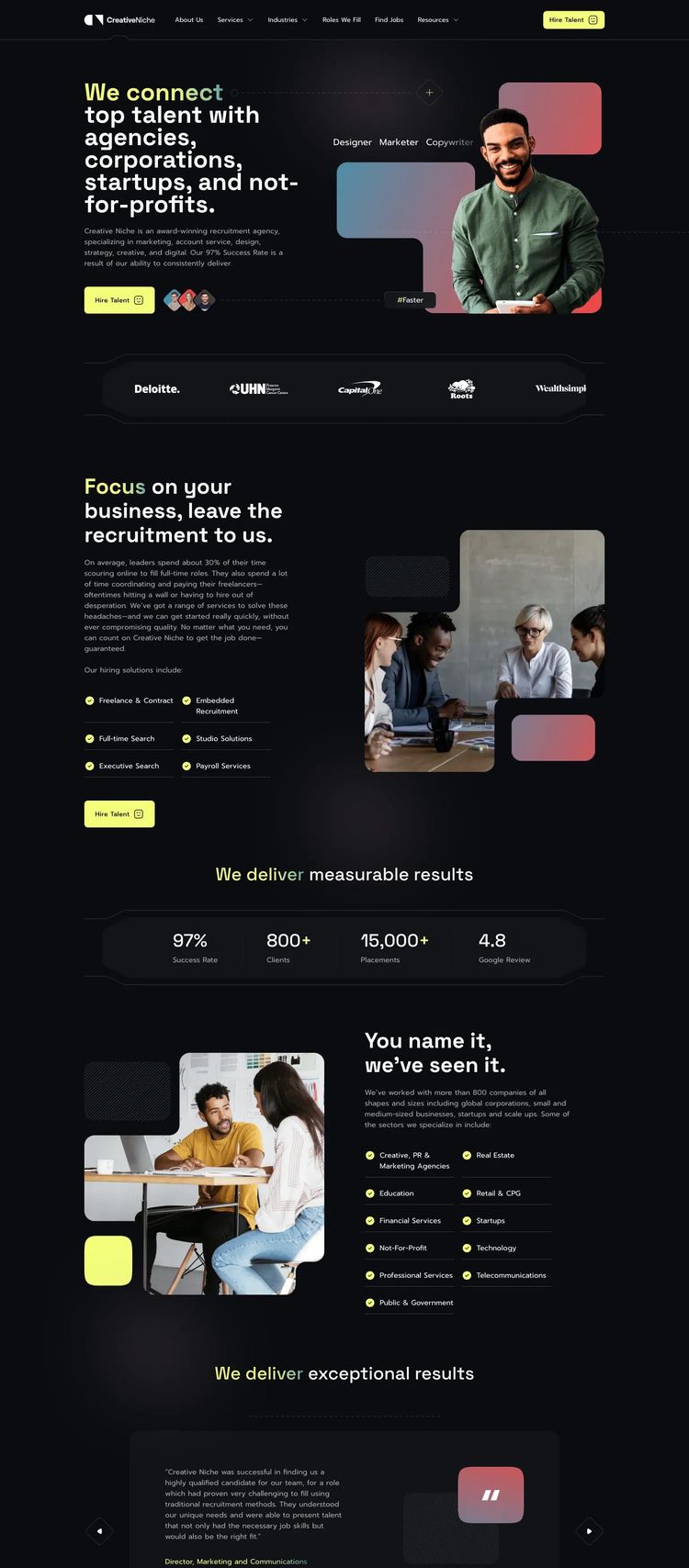 Screenshot 2 of Creative Niche (Example Webflow Business Consultant Website)