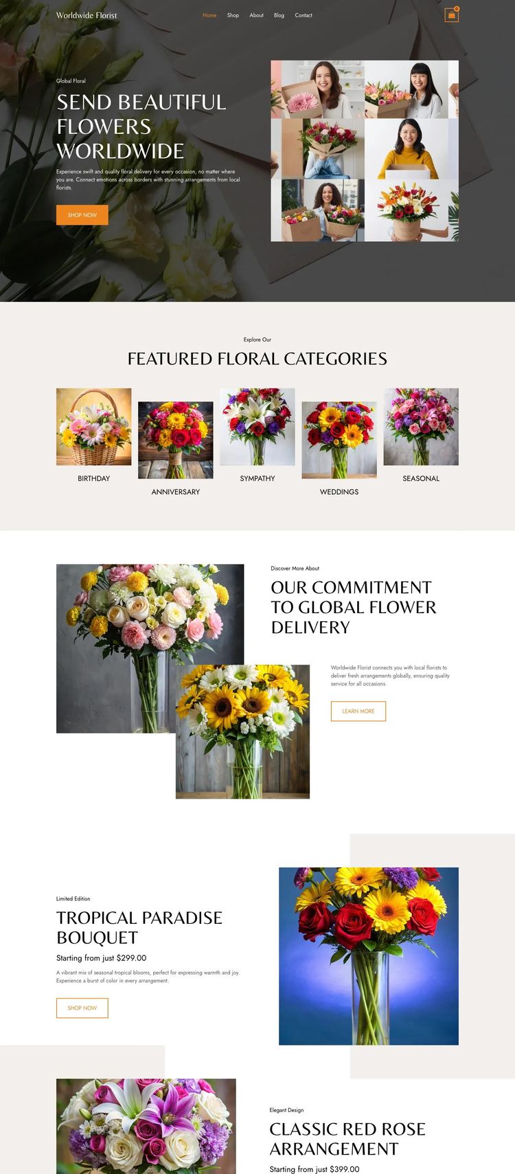 Screenshot 2 of Worldwide Florist (Example WordPress Florist Website)