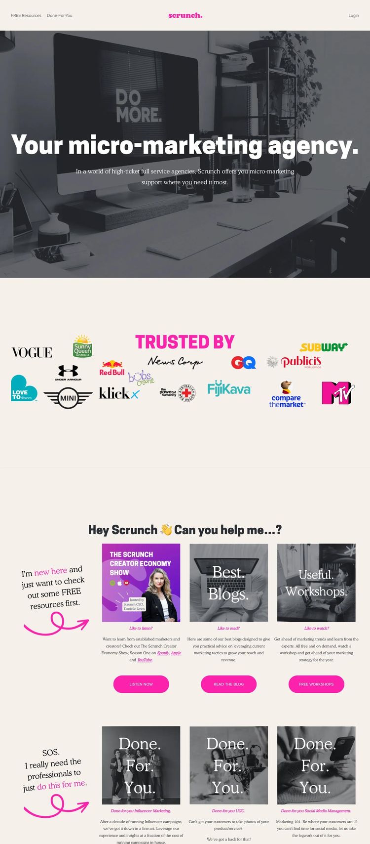 Screenshot 2 of Scrunch (Example Squarespace Marketing Agency Website)