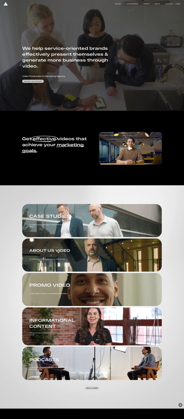 Screenshot 2 of Studio Landscapers (Example Squarespace Video Editing Website)