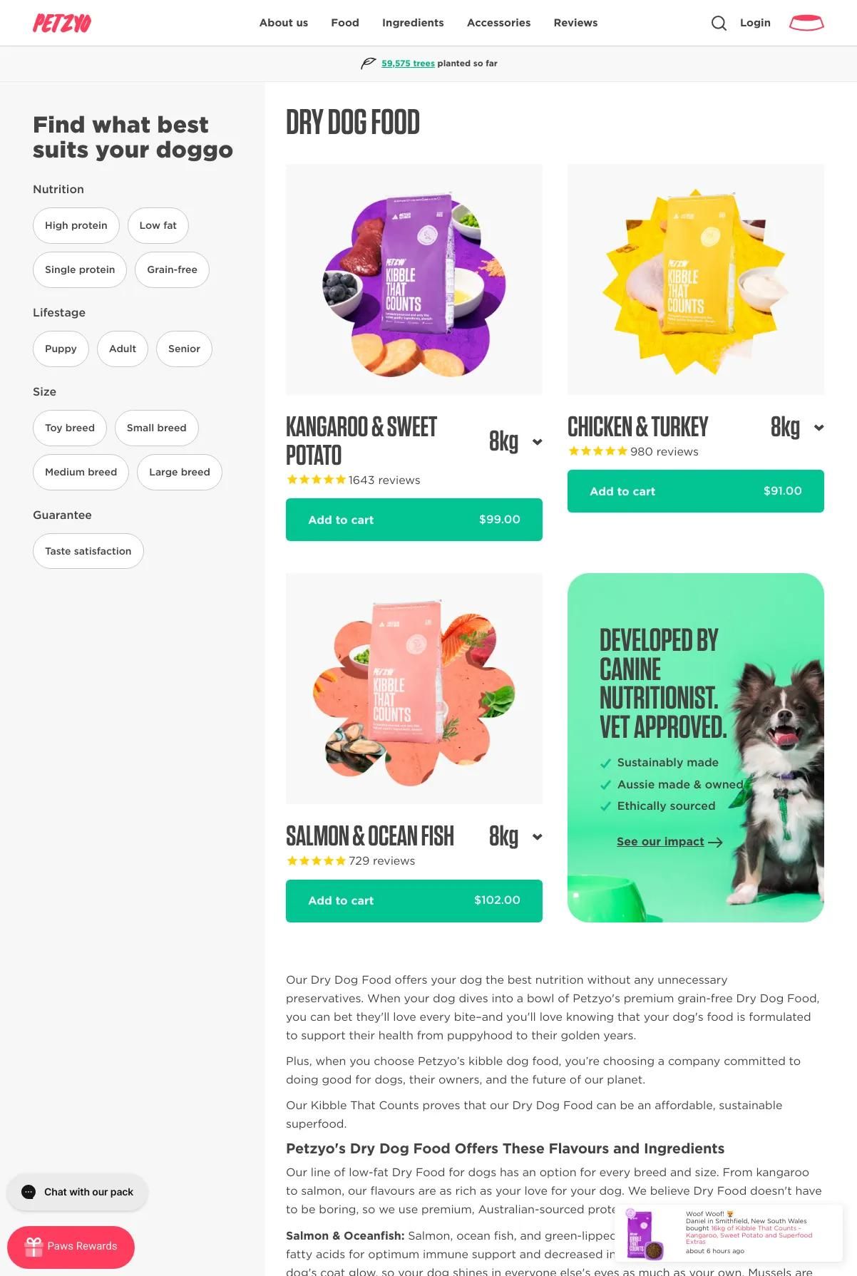 Screenshot 2 of Petzyo (Example Shopify Food and Beverage Website)