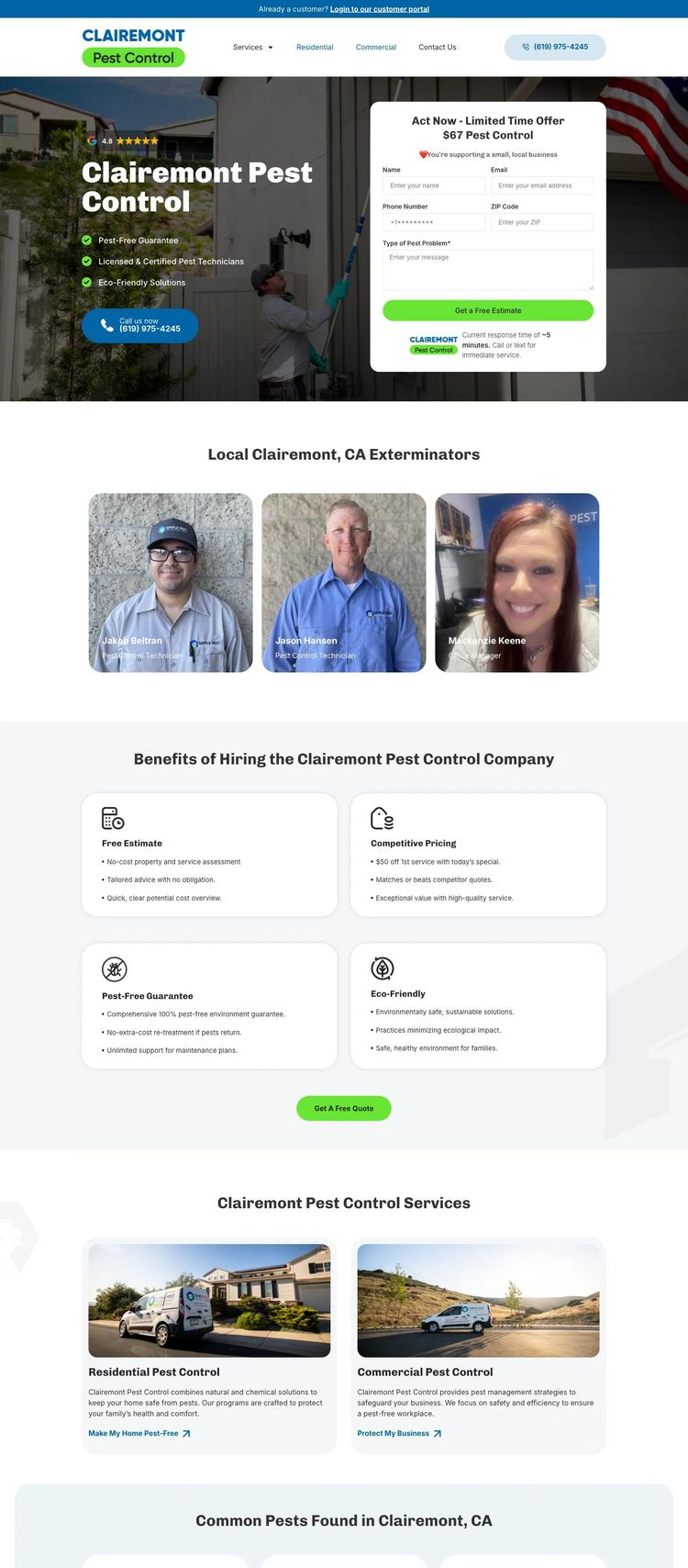 Screenshot 2 of Clairemont Pest Control (Example WordPress Pest Control Website)