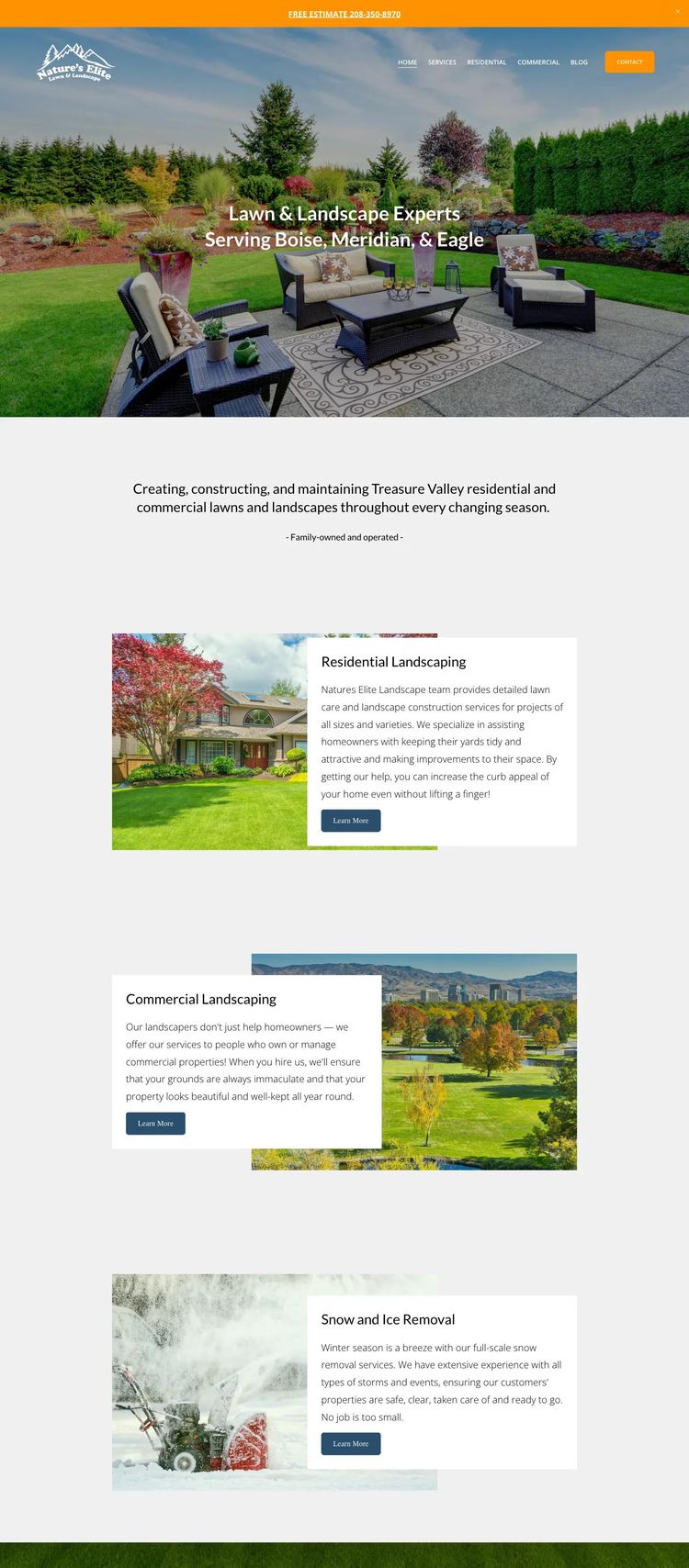 Screenshot 1 of Nature's Elite (Example Squarespace Lawn Care Website)