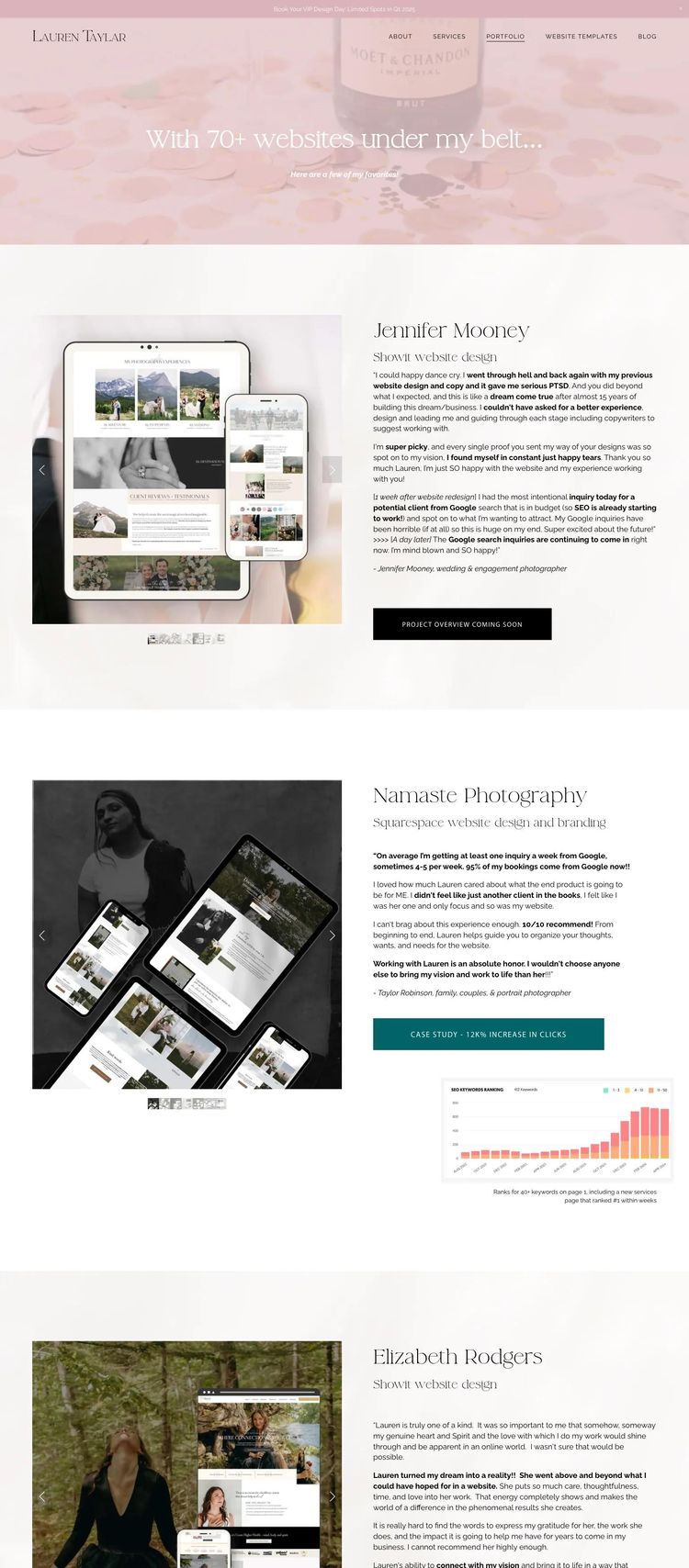 Screenshot 1 of Lauren Taylar (Example Squarespace Design Portfolio Website)