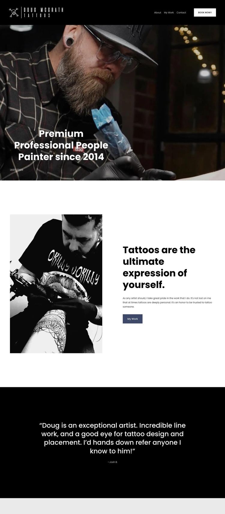 Screenshot 1 of Doug McGrath Tattoos (Example Squarespace Tattoo Artist/Studio Website)