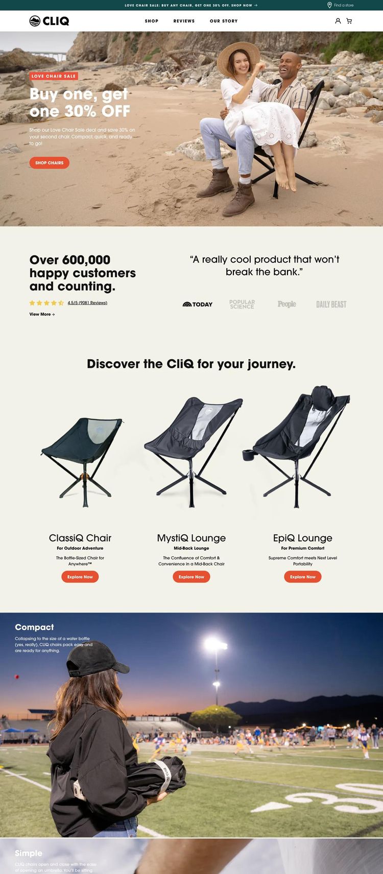 Screenshot 2 of Cliq Products (Example Shopify Outdoor Recreation Website)