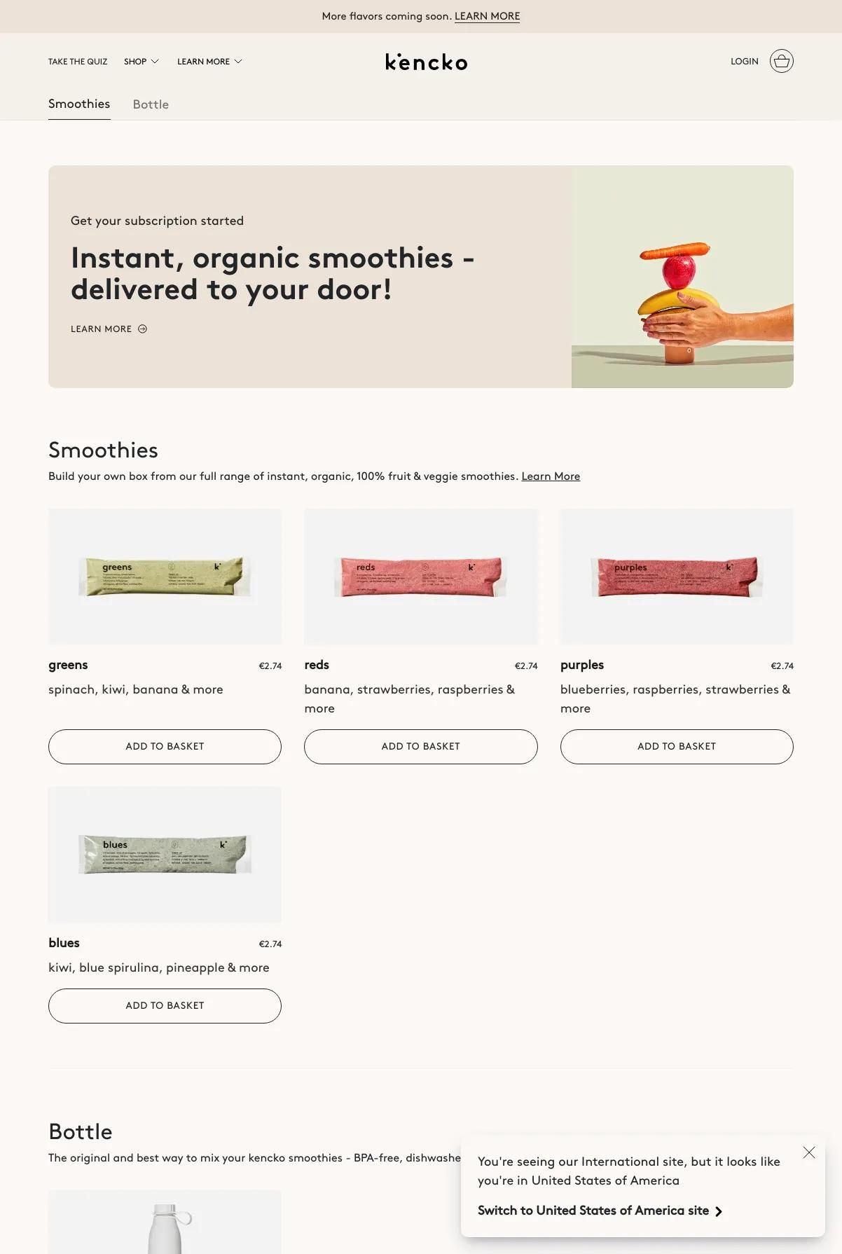 Screenshot 2 of Kencko (Example Shopify Food and Beverage Website)