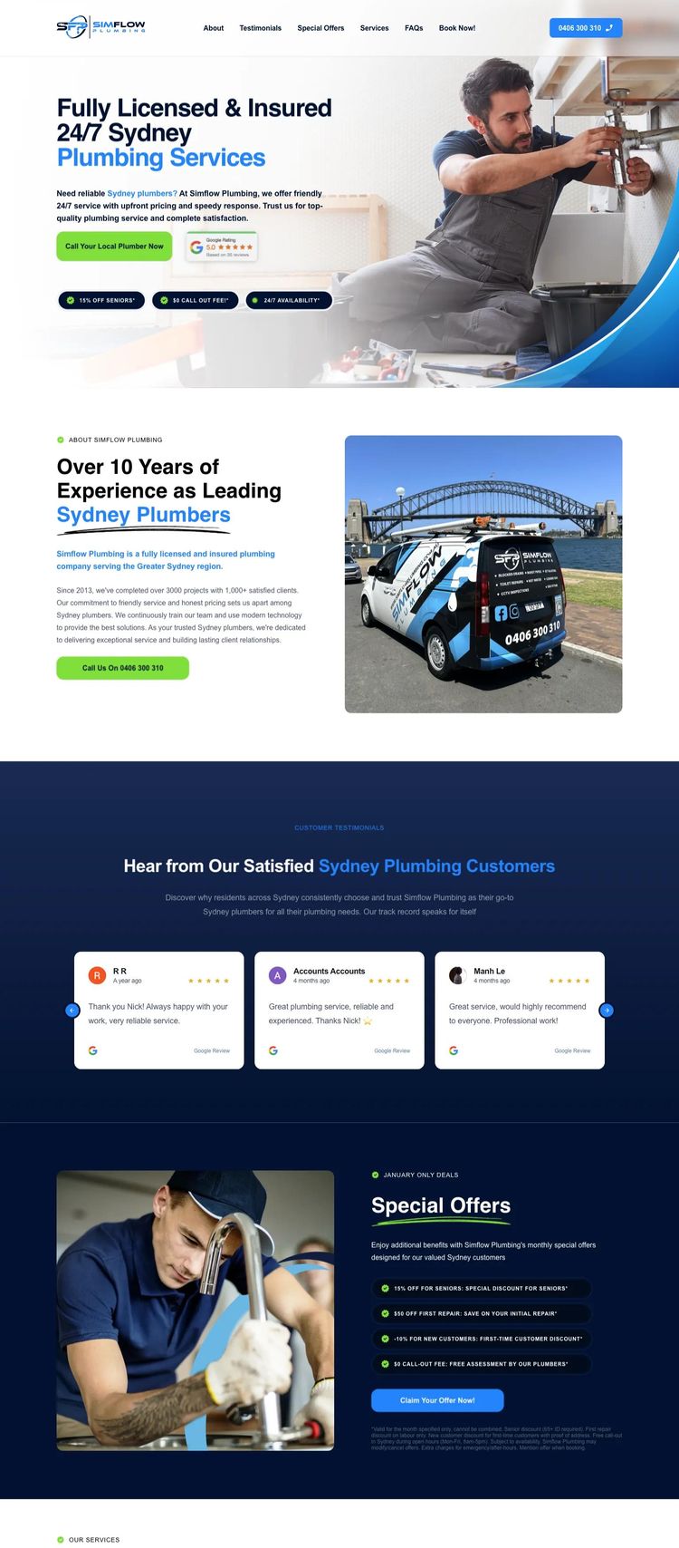 Screenshot 1 of Simflow Plumbing (Example Webstudio Website)