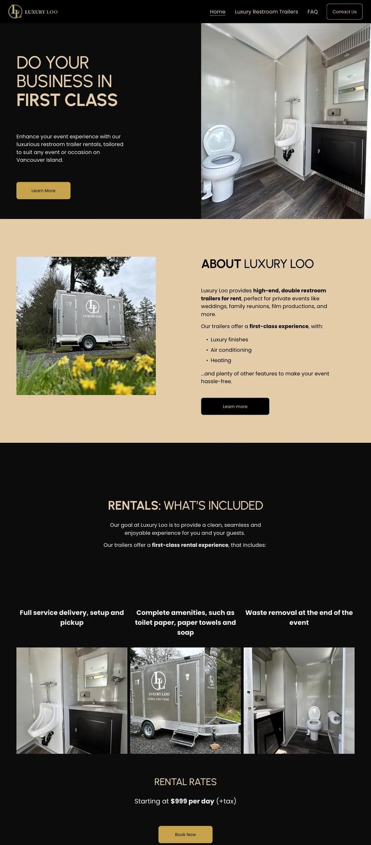 Screenshot 2 of Luxury Loo (Example Squarespace Event Planner Website)