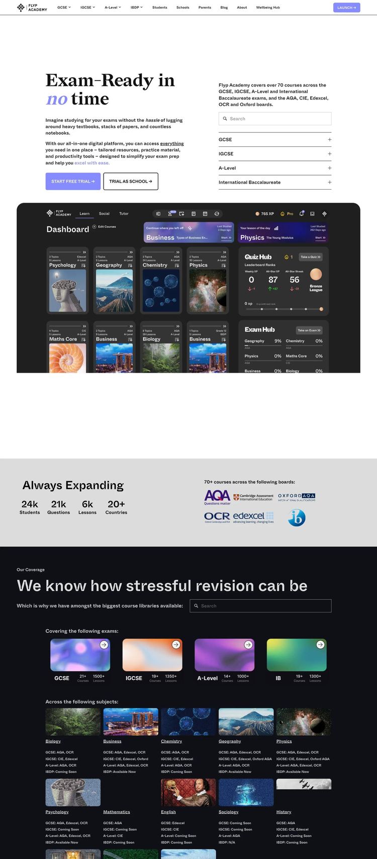 Screenshot 2 of Flyp Academy (Example Squarespace Educational Institution Website)