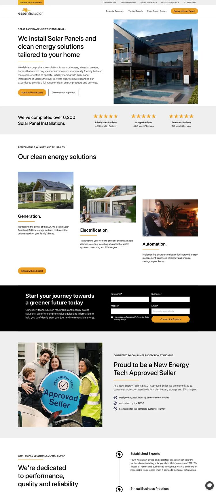 Screenshot 2 of Essential Solar (Example Webflow Solar Website)