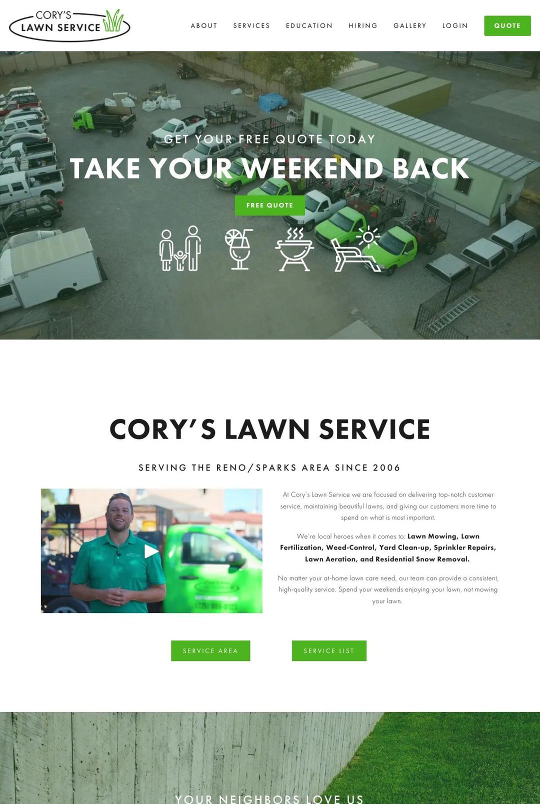 Screenshot 1 of Cory’s Lawn Service (Example Squarespace Lawn Care Website)