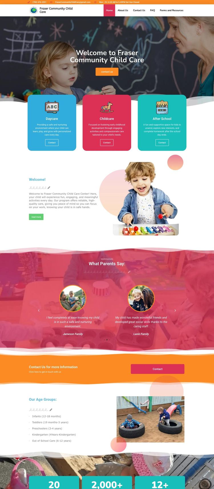 Screenshot 2 of Fraser Community Child Care Center (Example WordPress Child Care Website)