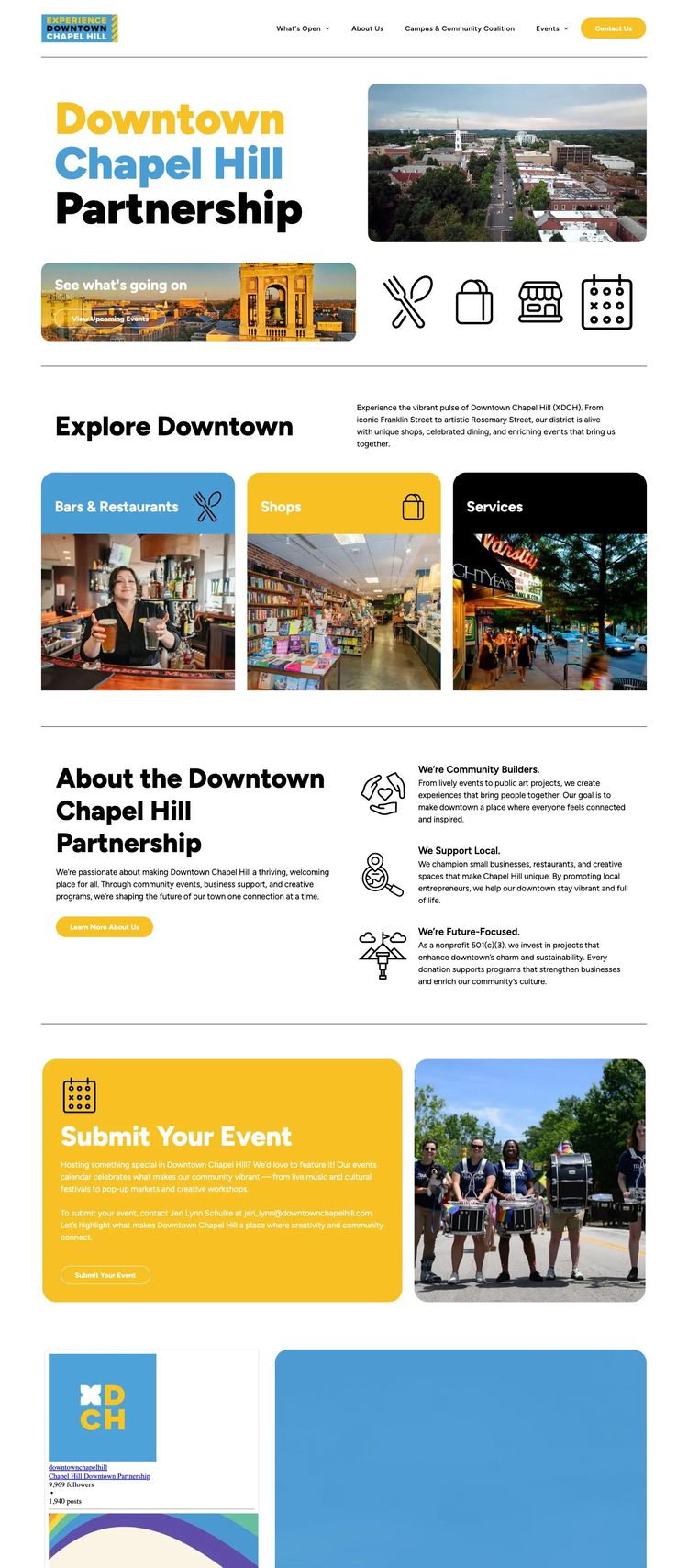 Screenshot 2 of Downtown Chapel Hill Partnership (Example undefined Nonprofit Organization Website)