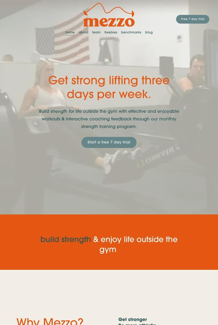 Screenshot 1 of Mezzo (Online Training) (Example Squarespace Fitness Website)