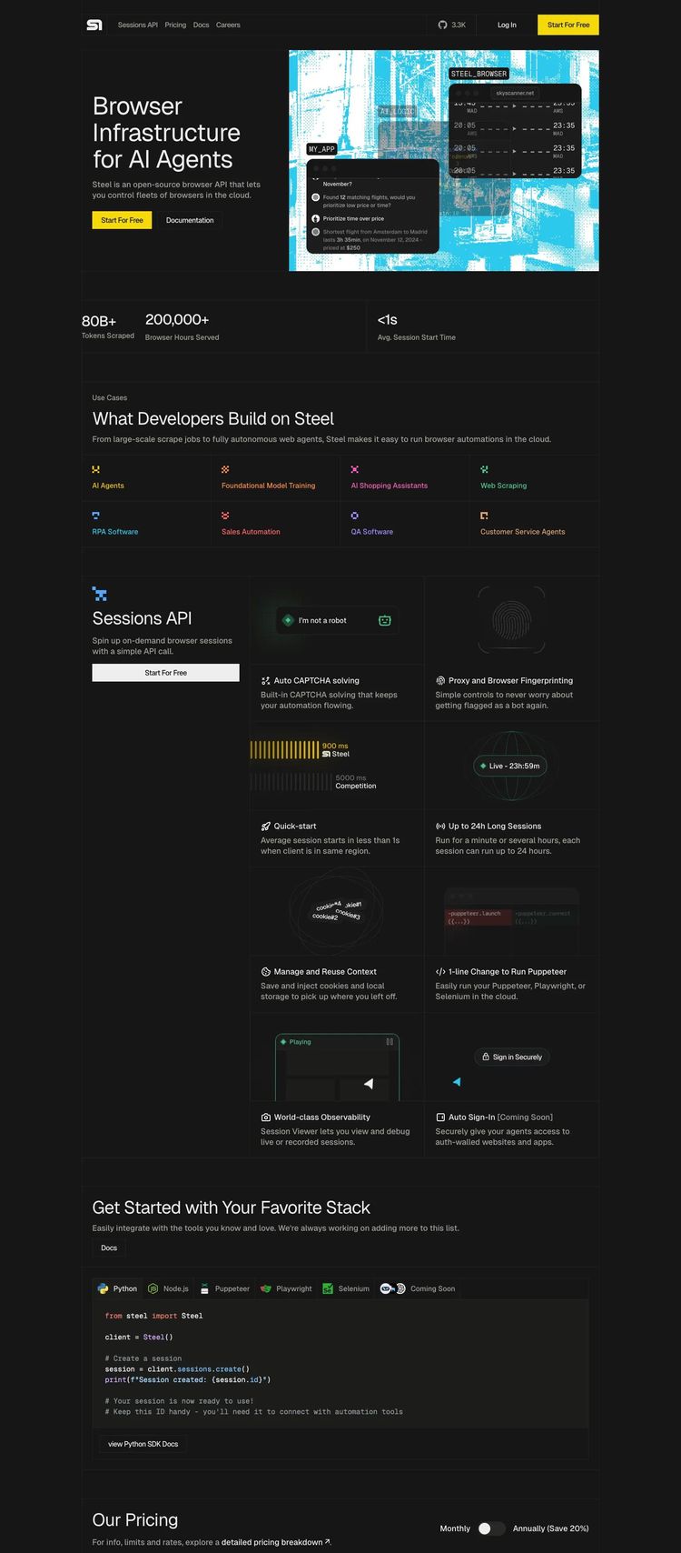 Screenshot 2 of Steel (Example Framer Developer Tools Website)