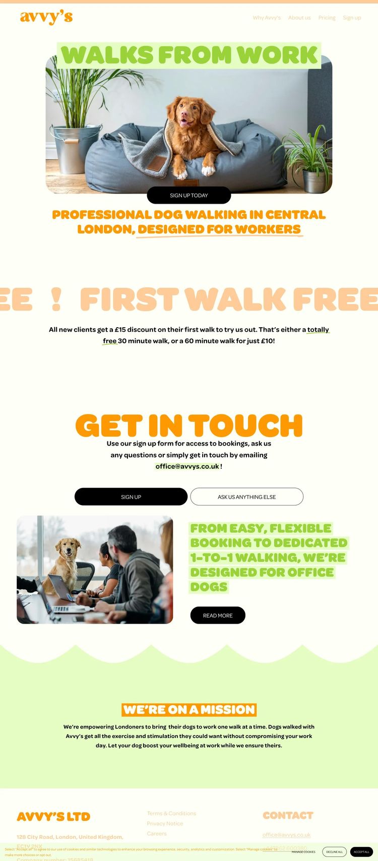 Screenshot 2 of Avvy's (Example Squarespace Pet Services Website)