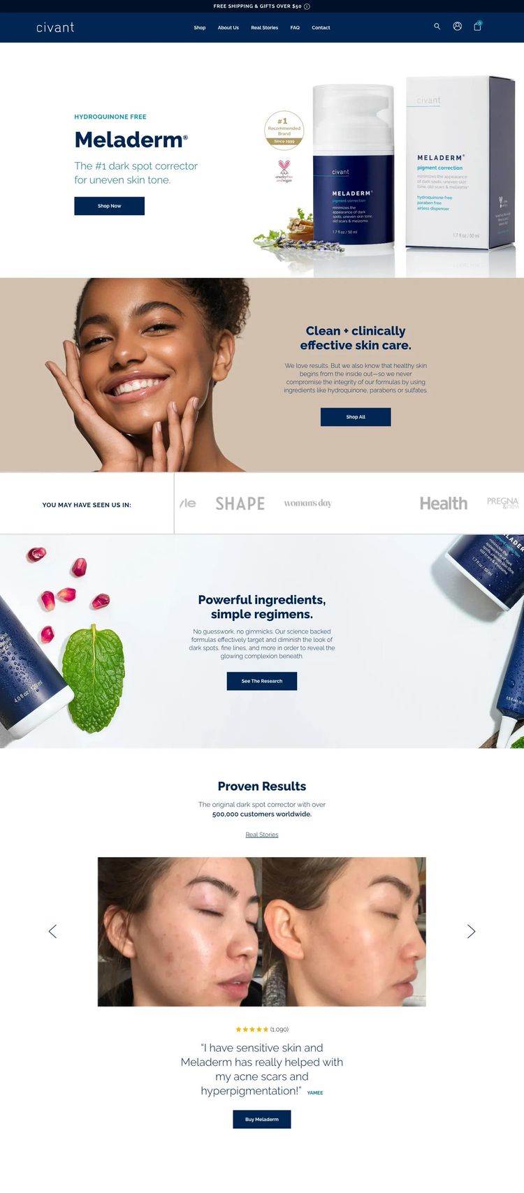 Screenshot 2 of Civant Skin Care (Example Shopify Beauty Products Website)
