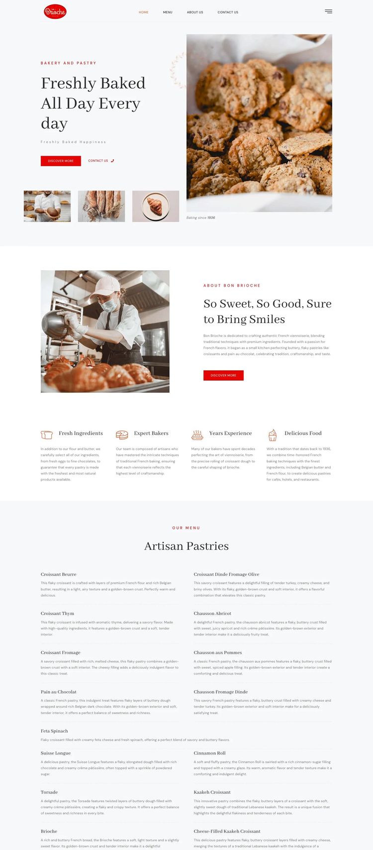 Screenshot 2 of Bon Brioche (Example WordPress Bakery Website)