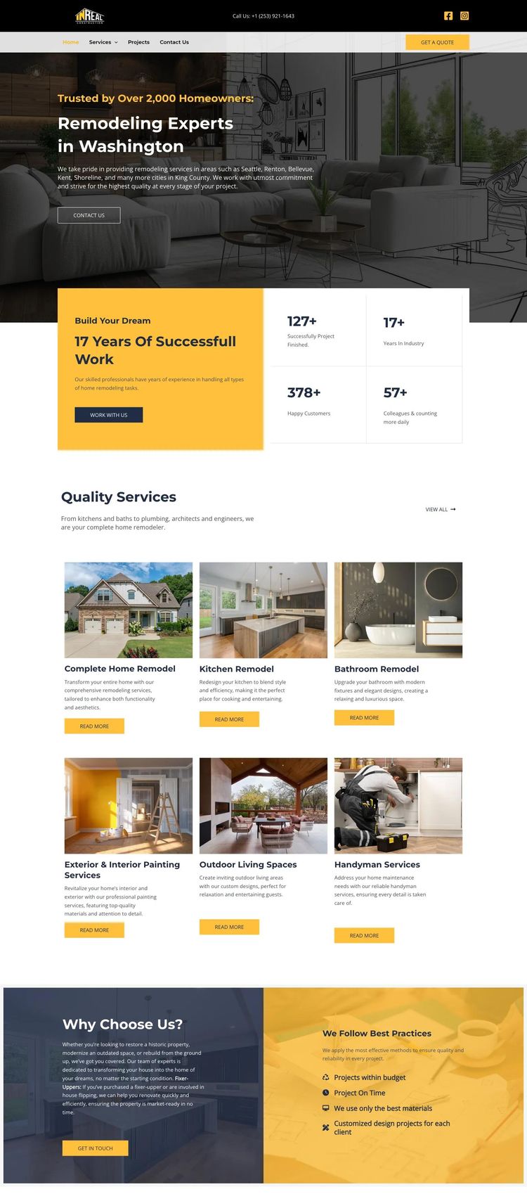 Screenshot 2 of In Real Construction (Example WordPress Construction Website)