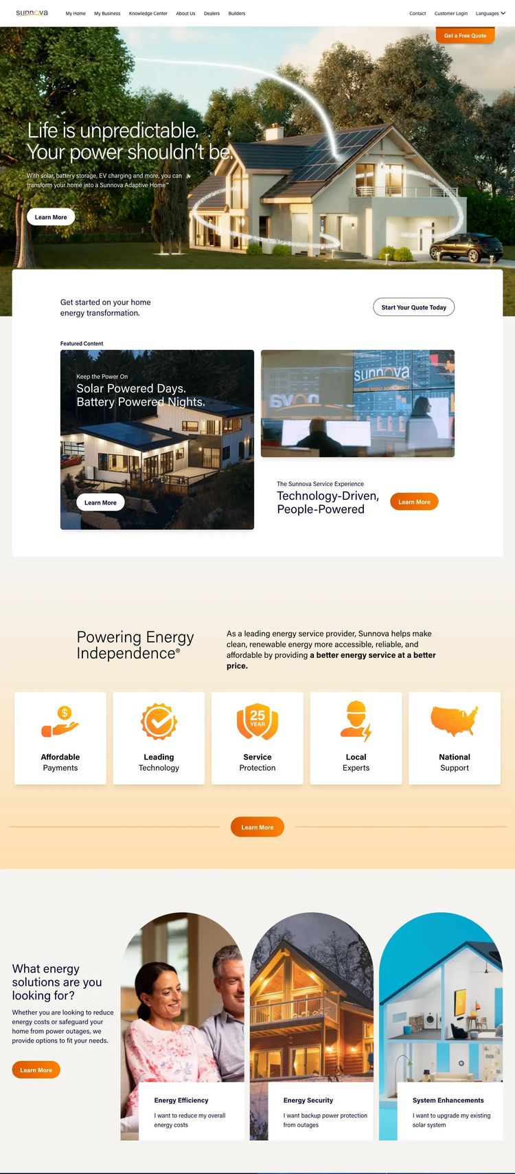 Screenshot 2 of Sunnova (Example undefined Solar Website)