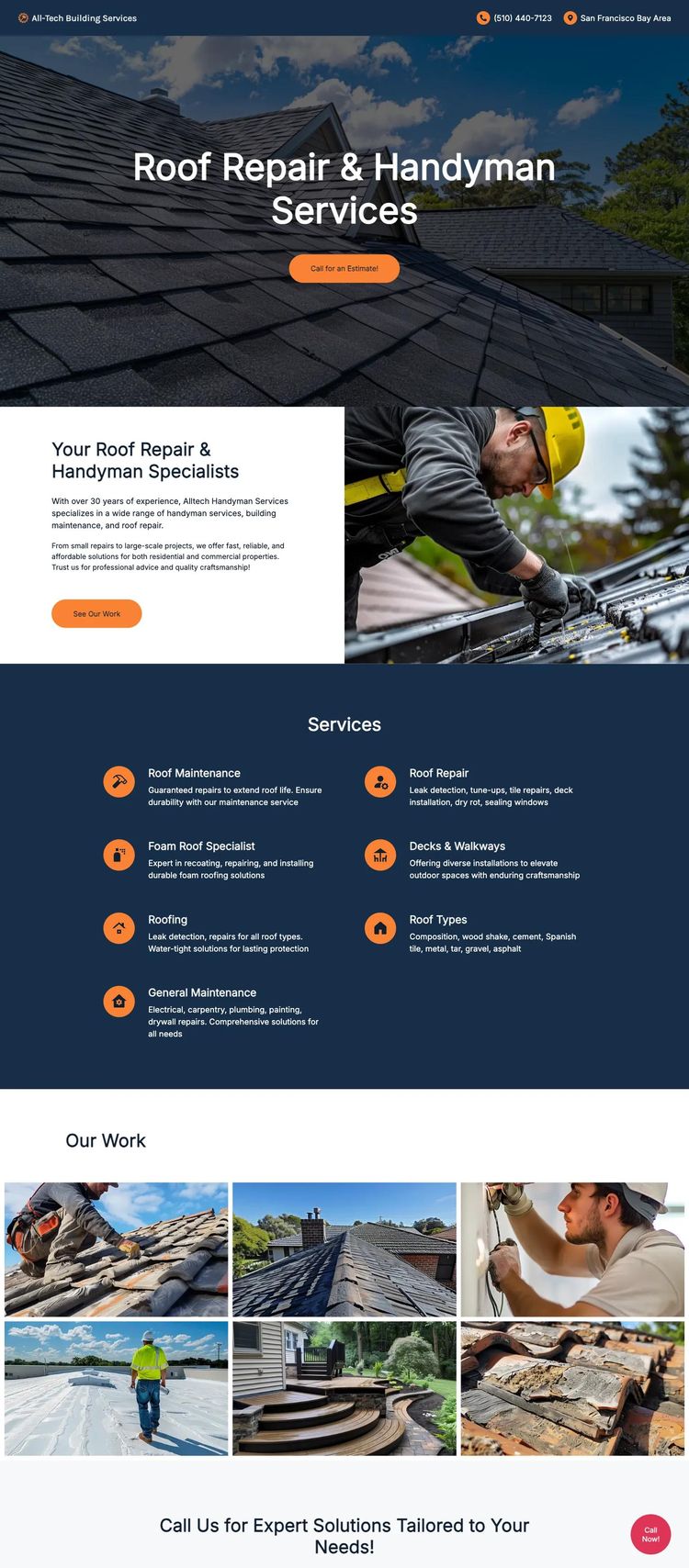 Screenshot 2 of All-Tech Building Services (Example Next.js General Contractor Website)