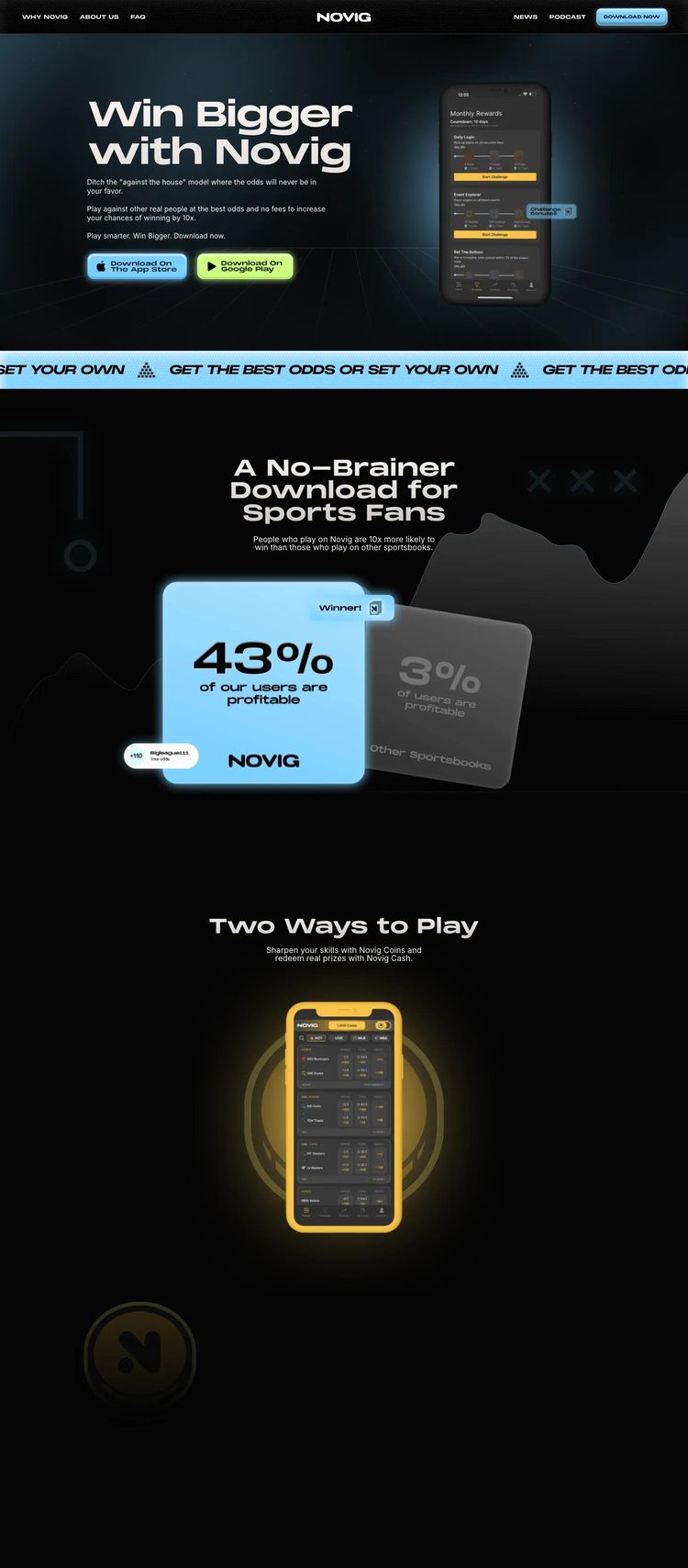 Screenshot 2 of Novig (Example Webflow Gaming and Interactive Website)